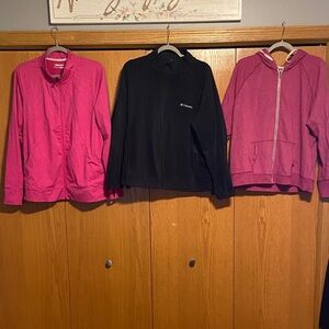 Plus Columbia Black Jacket and Pink Zip Hoodies Set